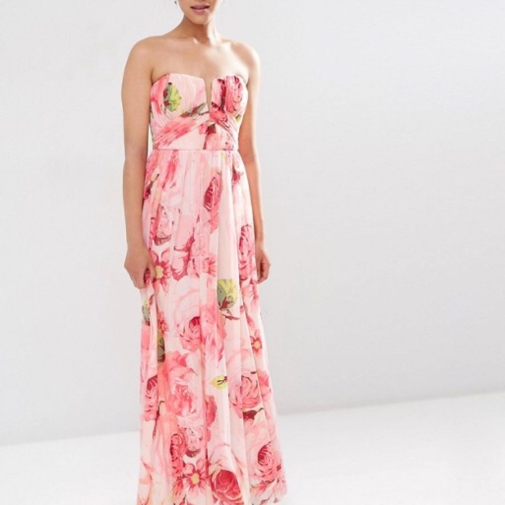 ASOS petite floral printed rouched dress